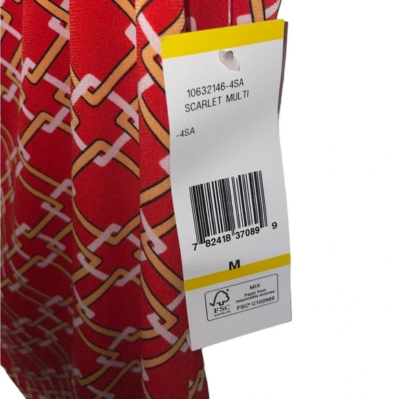 Evan Picone Cowl Neck Sleeveless Top Women's Sz M Scarlett Red Square Print NWT - Picture 5 of 8